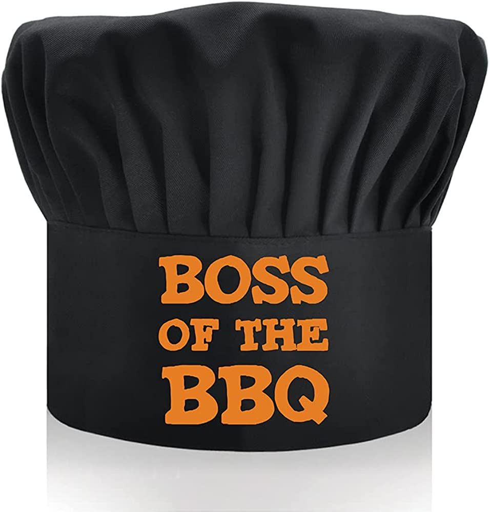 DYJYBMY Boss of The BBQ, Adult Adjustable Kitchen Cooking Hat with Elastic Band Chef Baker Cap Bl... | Amazon (US)