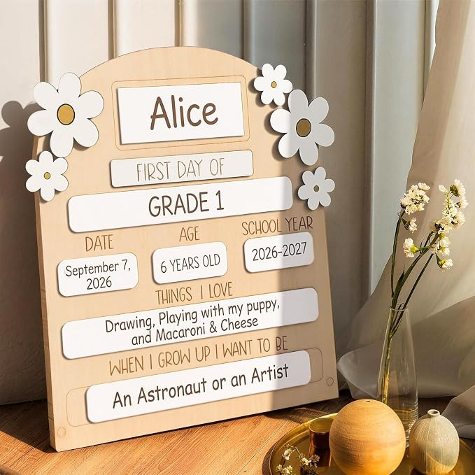 Junkin My First Day of School Sign 12 x 10 Inch Wooden First and Last Day of School Board with Ma... | Amazon (US)