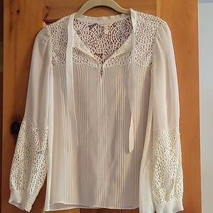 REBECCA TAYLOR Ivory silk lace blouse sz 0 | Poshmark