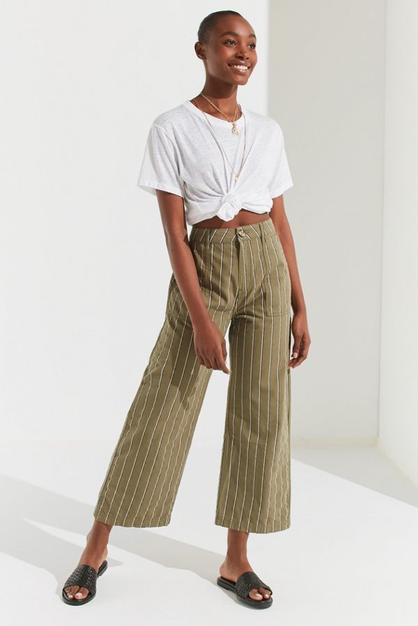 UO Striped Twill Wide-Leg Trouser | Urban Outfitters (US and RoW)