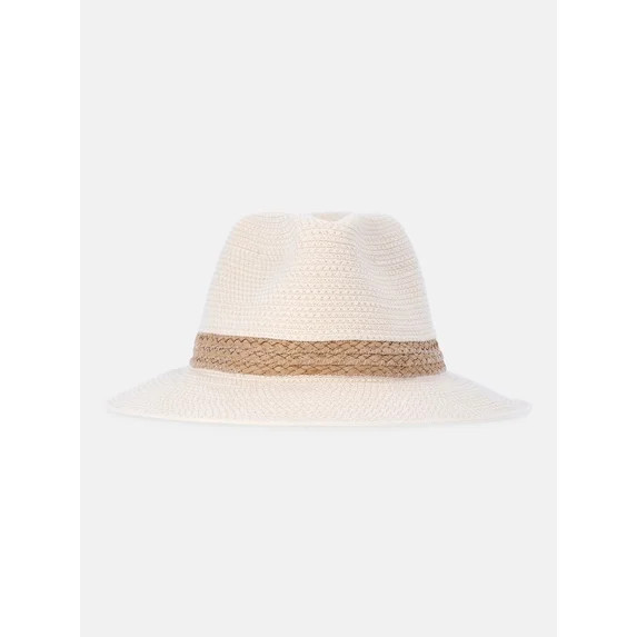 Time and Tru Women's Rope Straw Fedora Hat, Natural | Walmart (US)