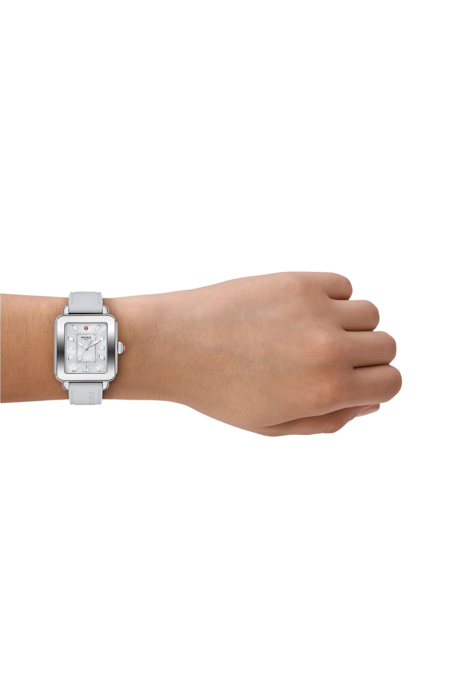 MICHELE Deco Sport Silicone Strap Watch, 34mm x 36mm | Nordstrom | Nordstrom