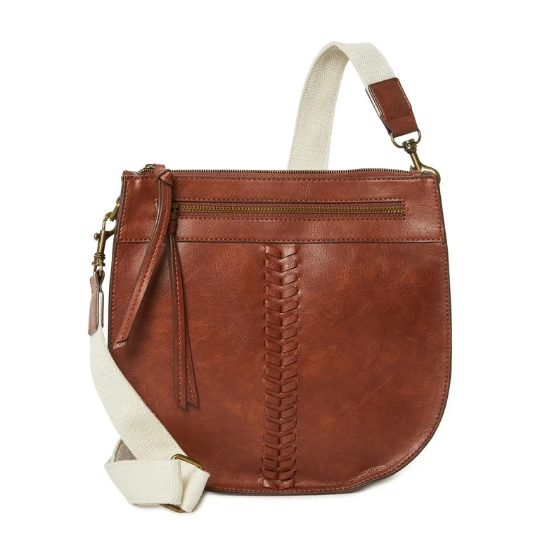 Time and Tru Women's Willow Crossbody Handbag Brown - Walmart.com | Walmart (US)