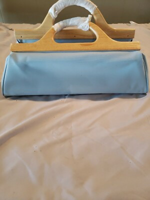 Vintage Light Blue Purse with Wooden Handles - Pre-Owned   | eBay | eBay US