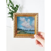 Tiny Oil Painting Original, Modern Art For Living Room, Miniature in Gold Frame | Etsy (US)