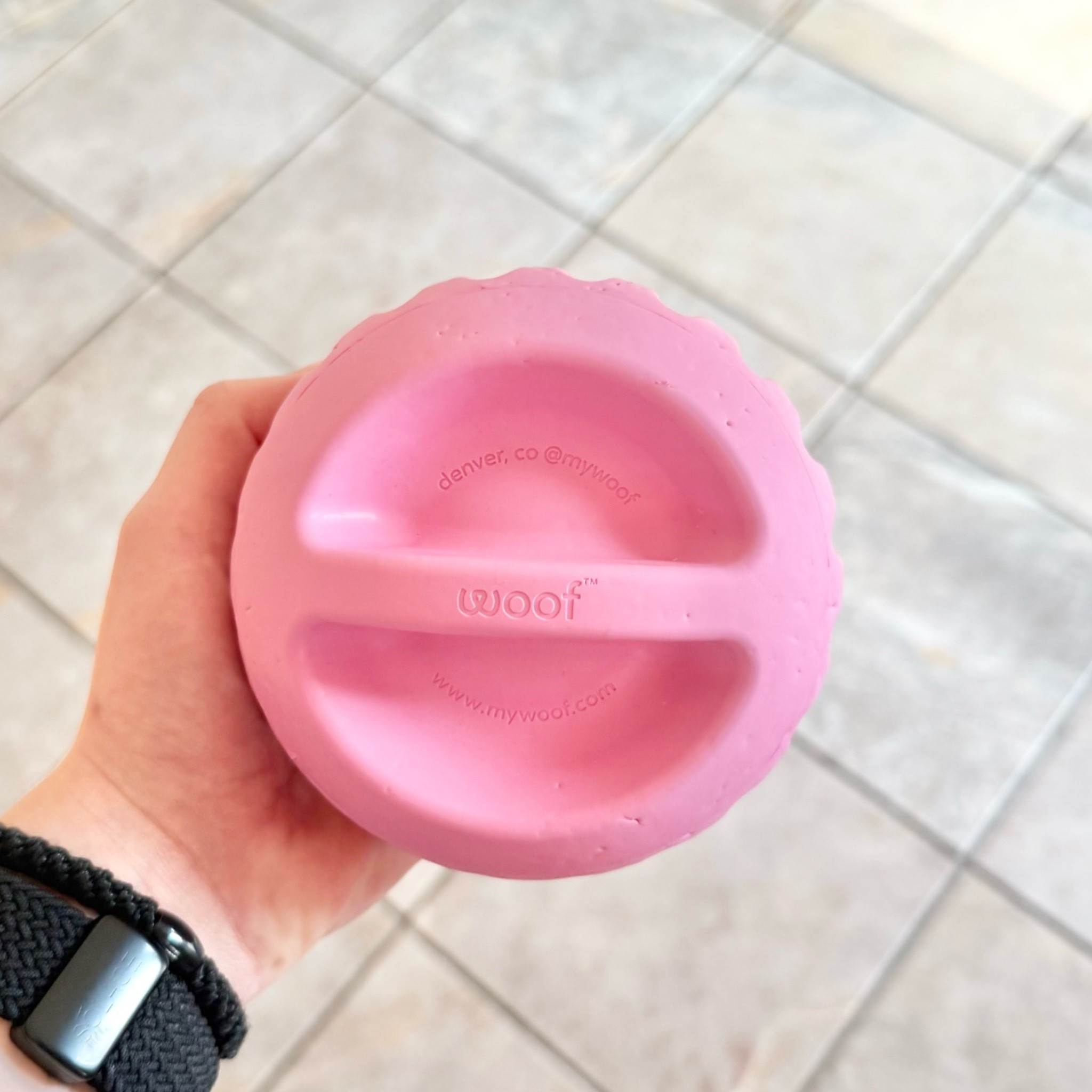 This toy will keep sight distracted for hours! 

My Woof
Party Pupsicle Treat Dispensing Dog Toy
$24.99