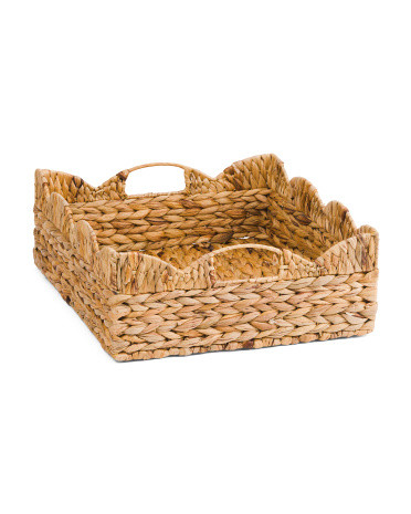 Scalloped Top Water Hyacinth Basket | TJ Maxx