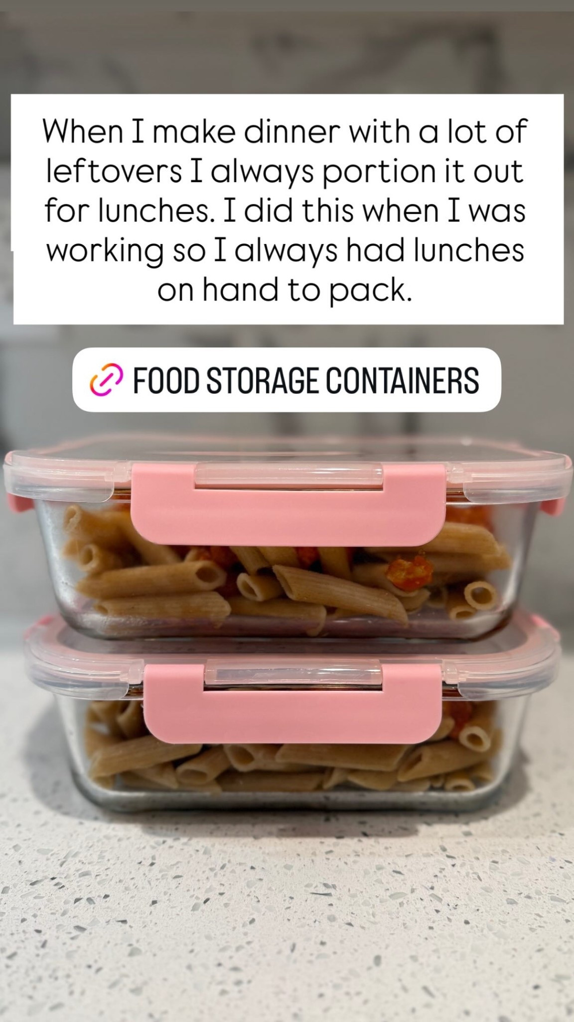 When I make dinner with a lot of leftovers I always portion it out for lunches. I did this when I was working so I always had lunches on hand to pack.
