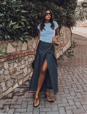 ZARA NEW FW24 Z1975 DENIM WRAP MIDI SKIRT 7966/406_SIZE XS-XL | eBay US