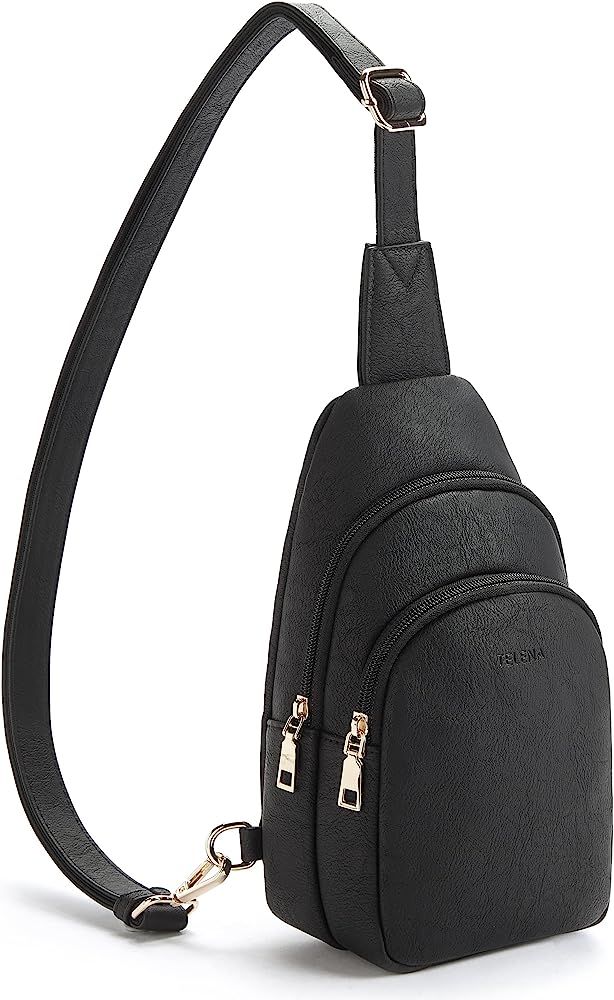 Telena Small Sling Bag for Women Leather Crossbody Fanny Packs Chest Bag for Women | Amazon (US)