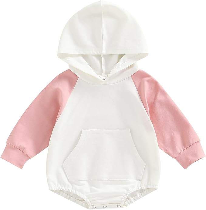 Infant Baby Boy Girl Fall Clothes Hoodie Pullover Sweatshirt Romper Color Block Long Sleeve Onesi... | Amazon (US)