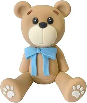 3D Bear Cake Toppers Bear Cake Decorations for Boy Girl Baby Shower Birthday Party Supplies (bule... | Amazon (US)