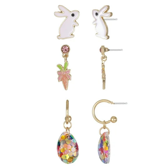 Way to Celebrate Easter Mixed Hoop and Stud Earring Set | Walmart (US)
