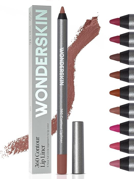 Wonderskin Lipliner Pencil - 360 Contour Lipliner, Long Lasting, Sharpenable, Waterproof and Transfer-Proof Brown Lip Liner Pencil (Saddle) | Amazon (US)