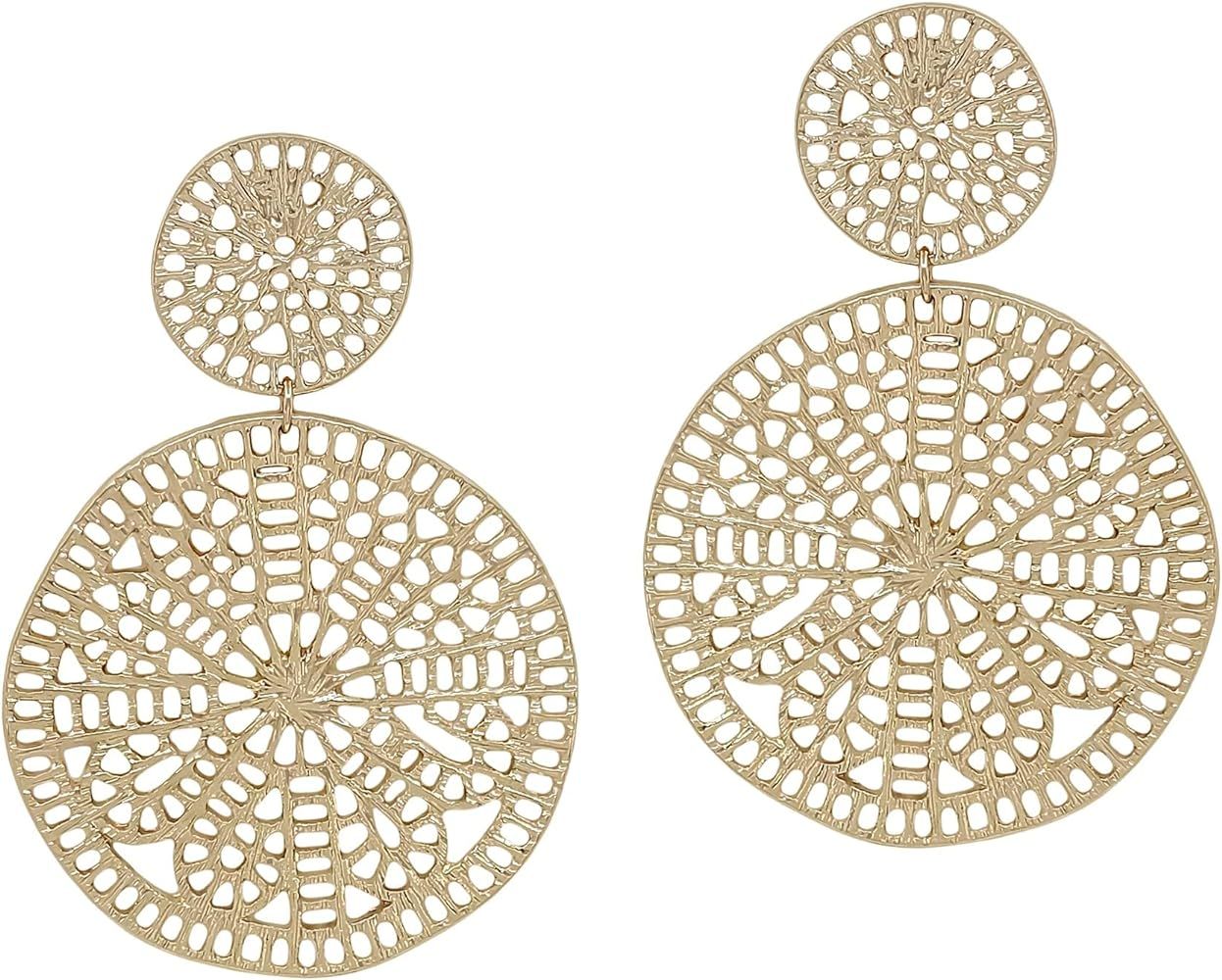 Filigree Geometric Gold Drop Earrings, Dangle, Gift for Her | Amazon (US)