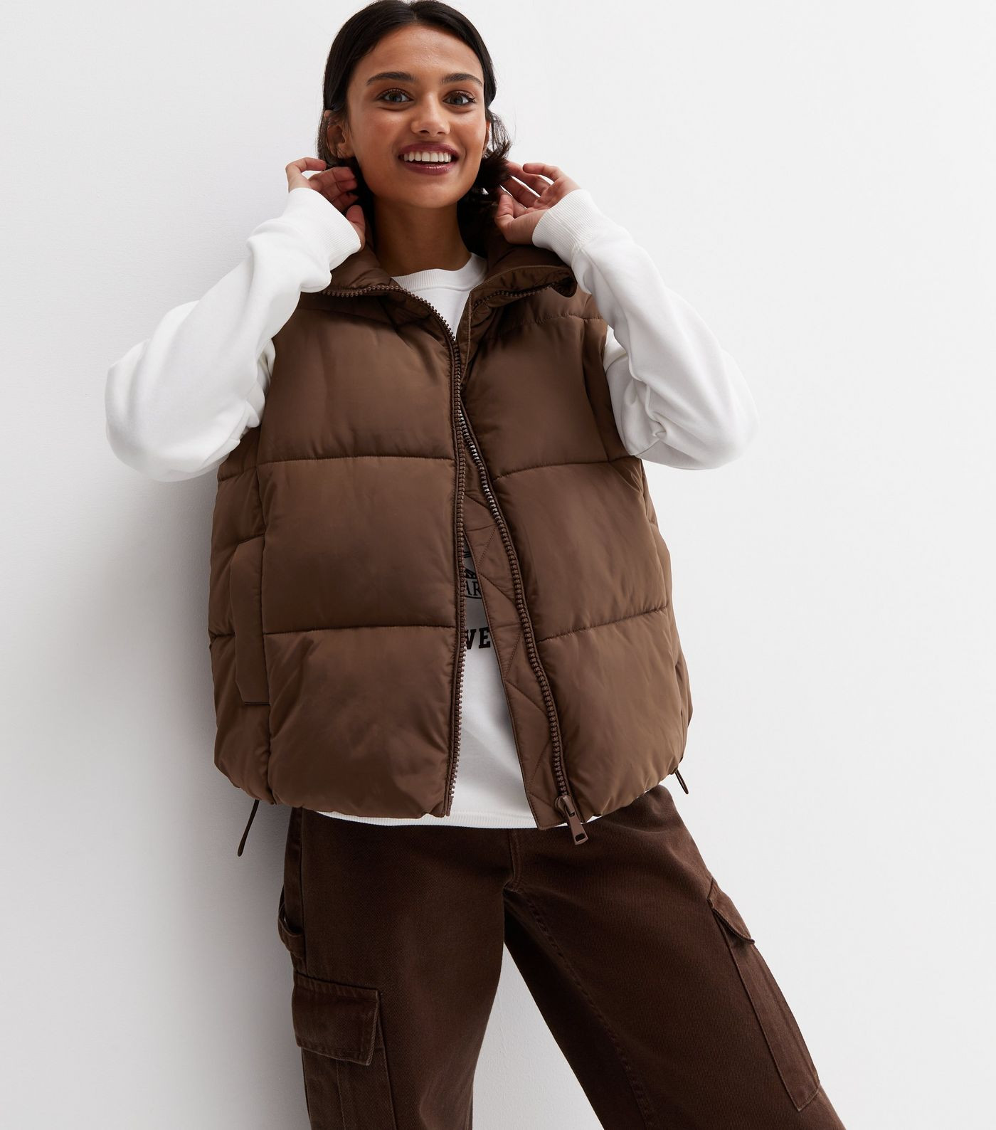 Brown Puffer Crop Gilet
						
						Add to Saved Items
						Remove from Saved Items | New Look (UK)