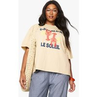 Womens Plus Lobster Graphic Oversized T-Shirt - Beige - 18, Beige | Boohoo.com (UK & IE)