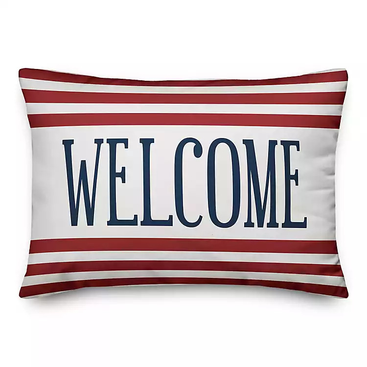 Stars and Stripes Welcome Outdoor Accent Pillow | Kirkland's Home