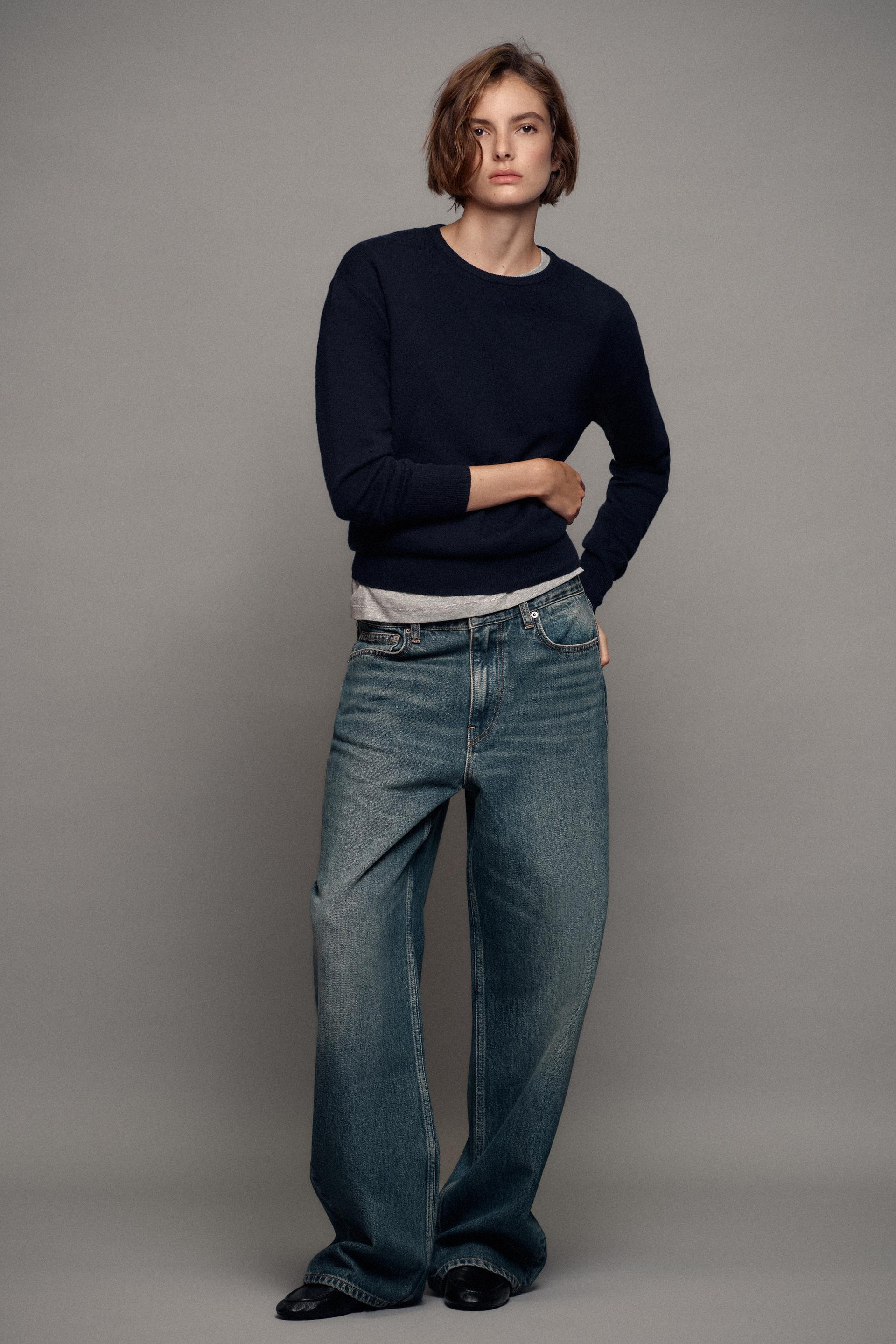 Zara - 100% Extra-Soft Wool Jumper - Navy Blue - L - Woman | Zara US