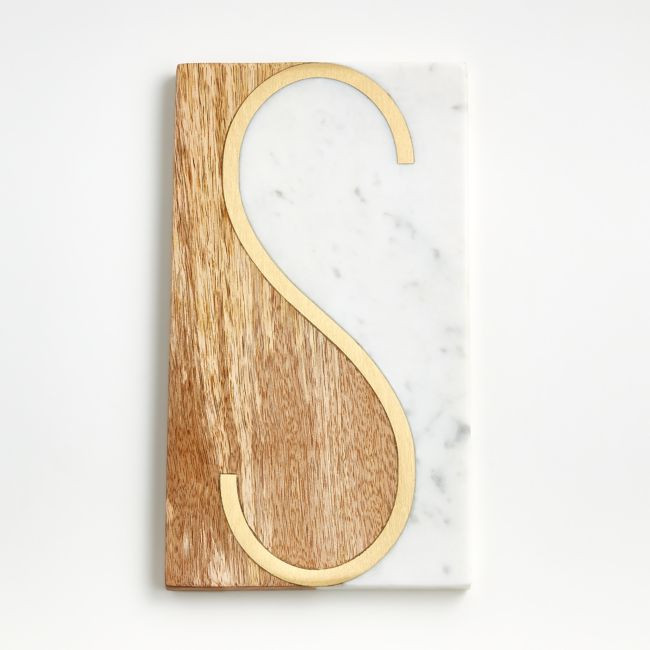 S"" Monogrammed Serving Board | Crate & Barrel