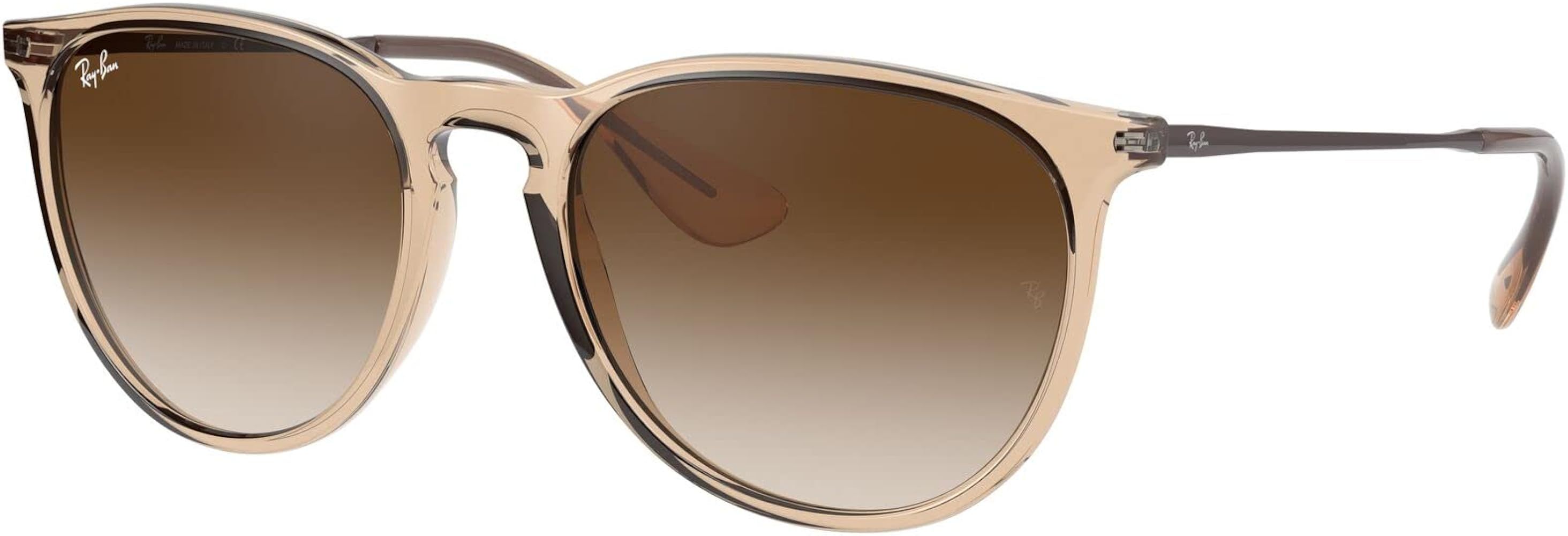 Amazon.com: Ray-Ban RB4171 Erika Round Sunglasses, Transparent Light Brown/Brown Gradient Dark Br... | Amazon (US)