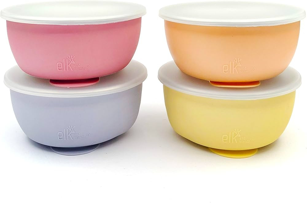 Elk and Friends Stainless Steel Bowls with Silicone Sleeve for Babies & Toddlers | Lids Included ... | Amazon (US)