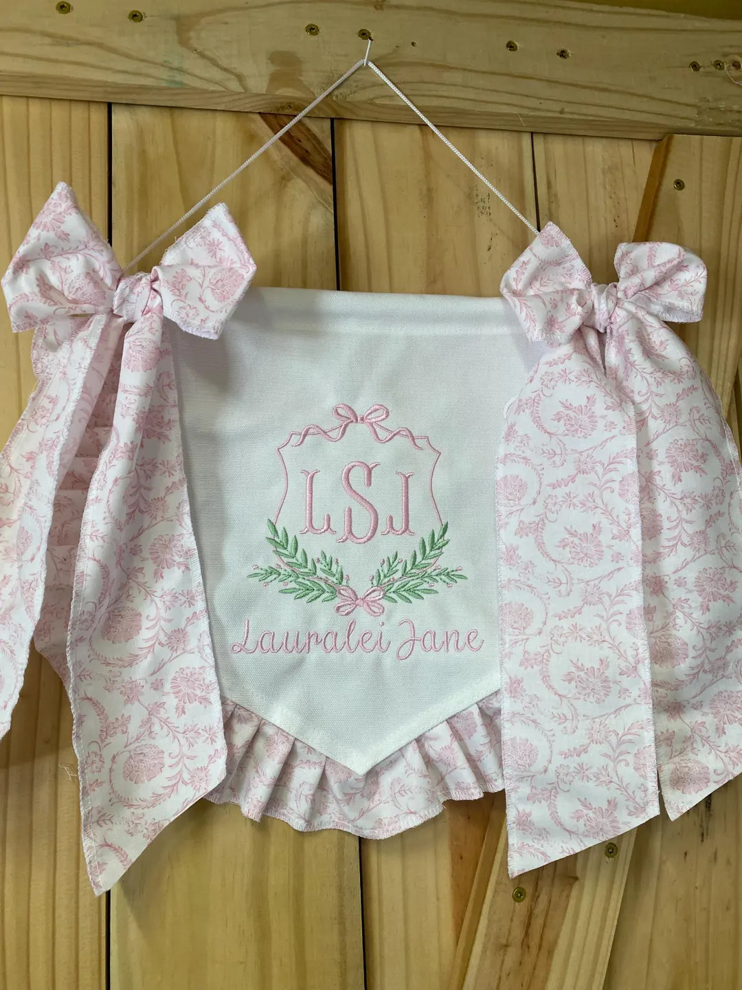 Embroidered Baby Name Banner: Ruffled Keepsake, Nursery Decor - Etsy | Etsy (US)