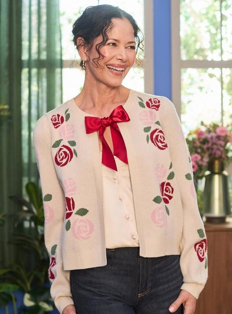 Disney Beauty and the Beast Rose Bow Tie Women's Cardigan — BoxLunch Exclusive | BoxLunch