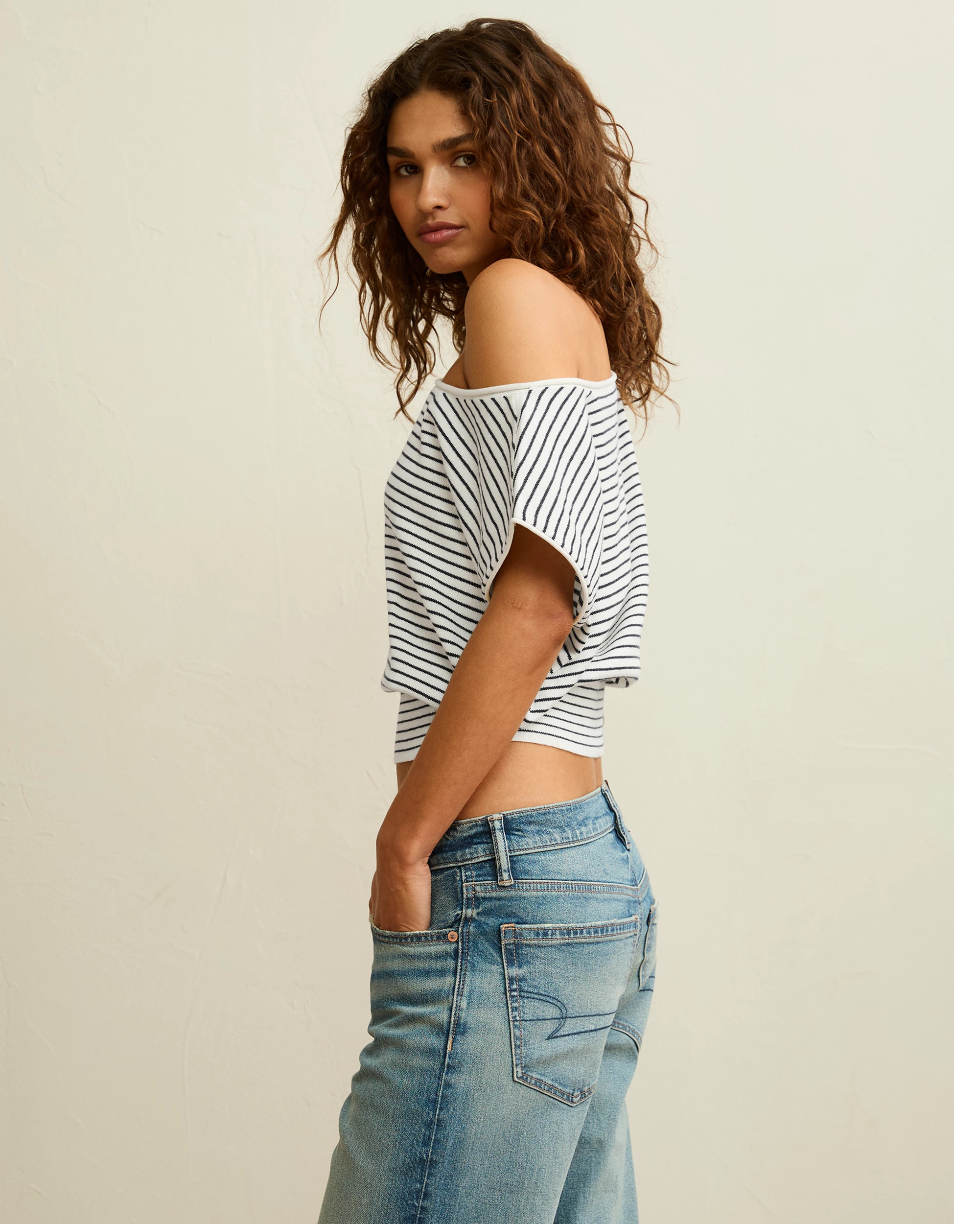 AE Off-the-Shoulder Cinched Sweater Tee | American Eagle Outfitters (US & CA)