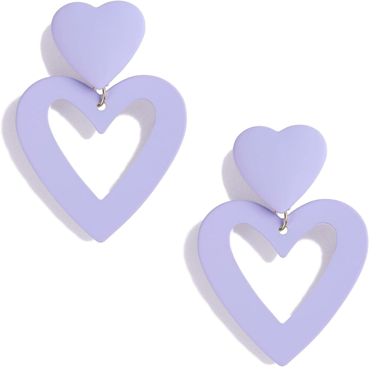 PopTopping Double Heart Earrings Dangling Heart Drop Earrings For Women Love Heart Dangle Earrings V | Amazon (US)