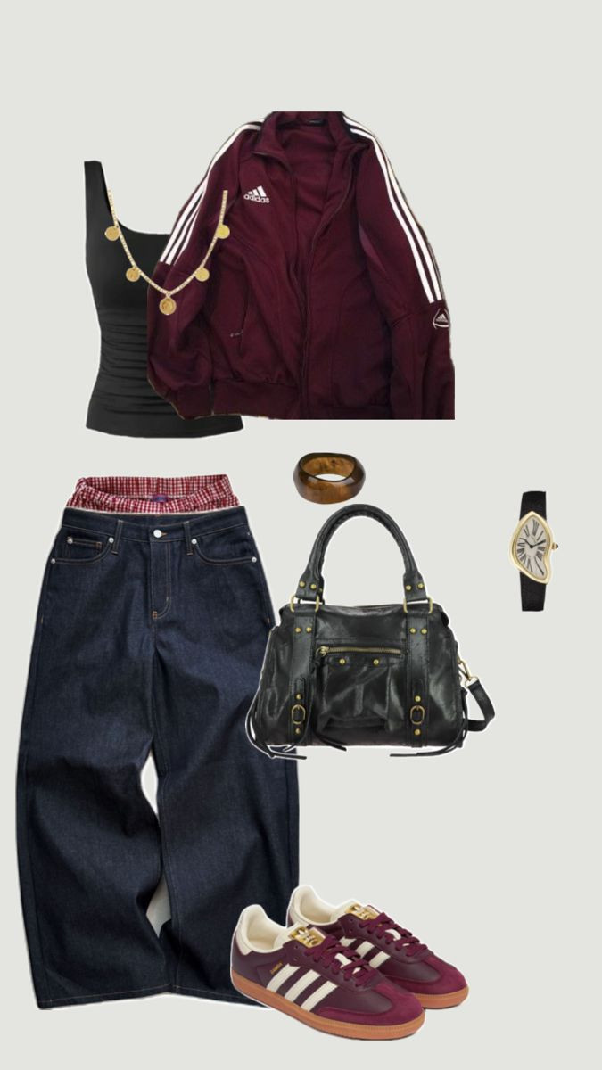 Casual but make it cool 💫
Burgundy tones, vintage denim & sporty details for that effortless street vibe.
Shop this cozy-chic fit on LTK 🖤 

 #LTKpetite #LTKdresses #LTKjeans