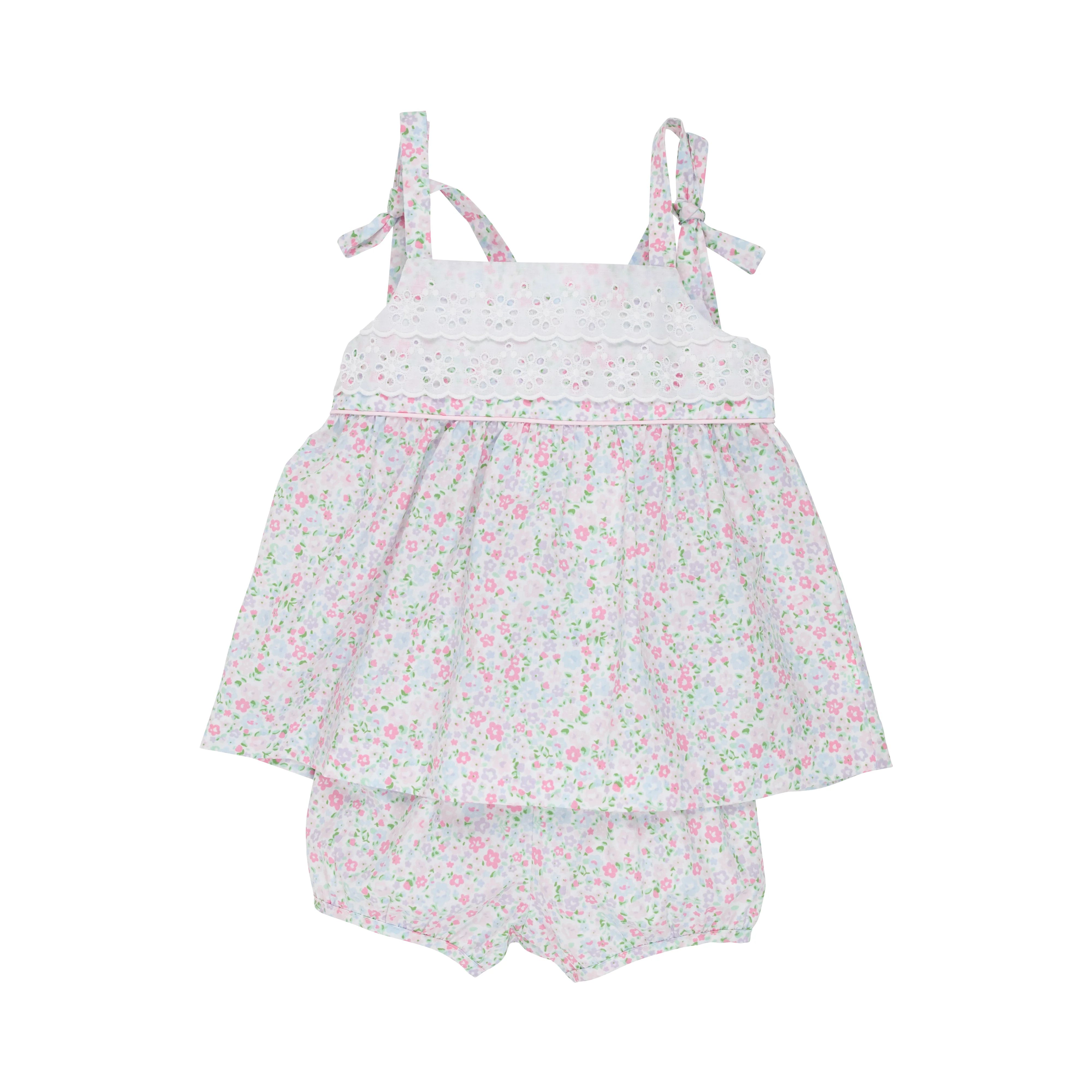 Idabelle's Bloomer Set - Mountain Brook Mini Floral with Worth Avenue White Eyelet | The Beaufort Bonnet Company