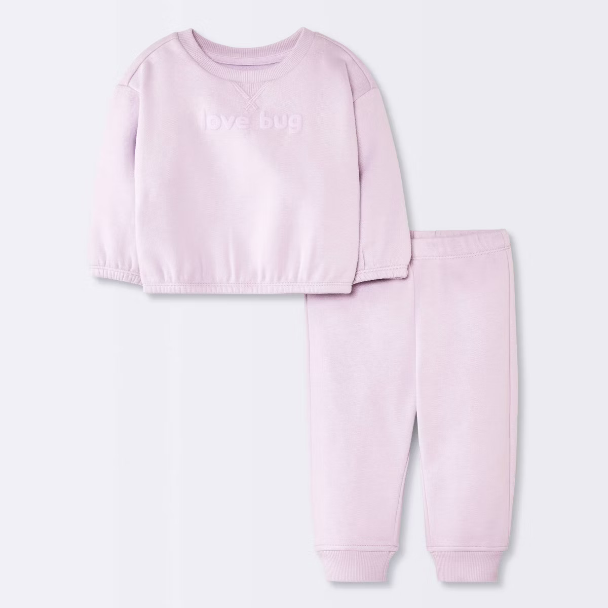 Baby Girls' 2pc Love Bug Fleece Sweatshirt and Jogger Pants Set - Cloud Island™ Purple | Target