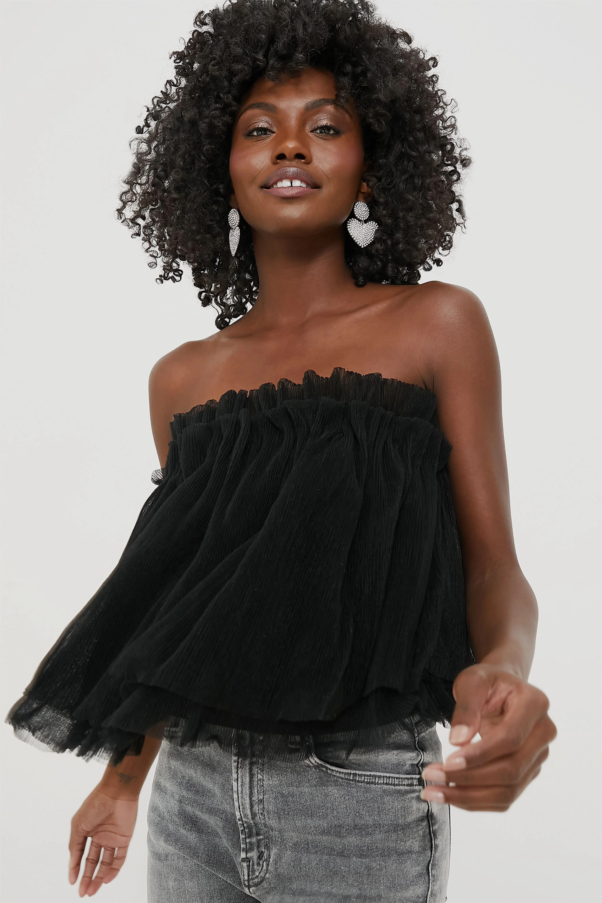 Black Tulle Willa Strapless Top | Tuckernuck (US)