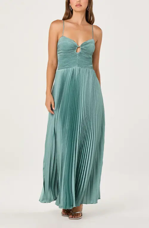 ASTR the Label Alaia Pleat Evening Gown in Seafoam at Nordstrom, Size Large | Nordstrom
