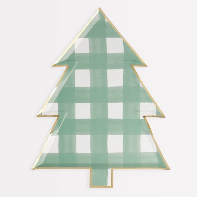 Meri Meri Green Gingham Tree Plates (Pack of 8) | Target