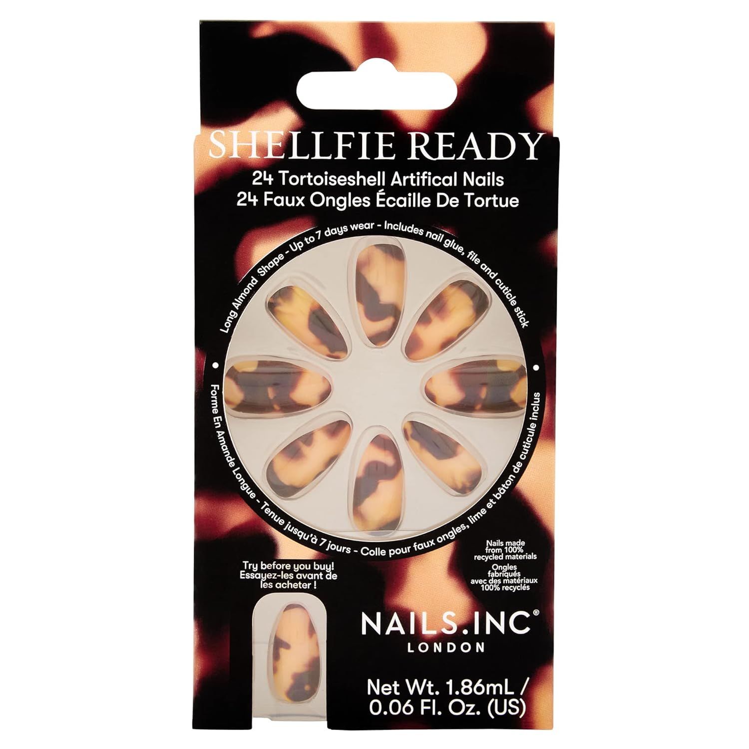 Nails.INC Shellfie Ready Tortoiseshell Artificial Nails Pack of 24 | Amazon (US)