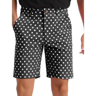 Lars Amadeus Men's Flat Front Polka Dots Printed Summer Golf Shorts Black 28 | Target