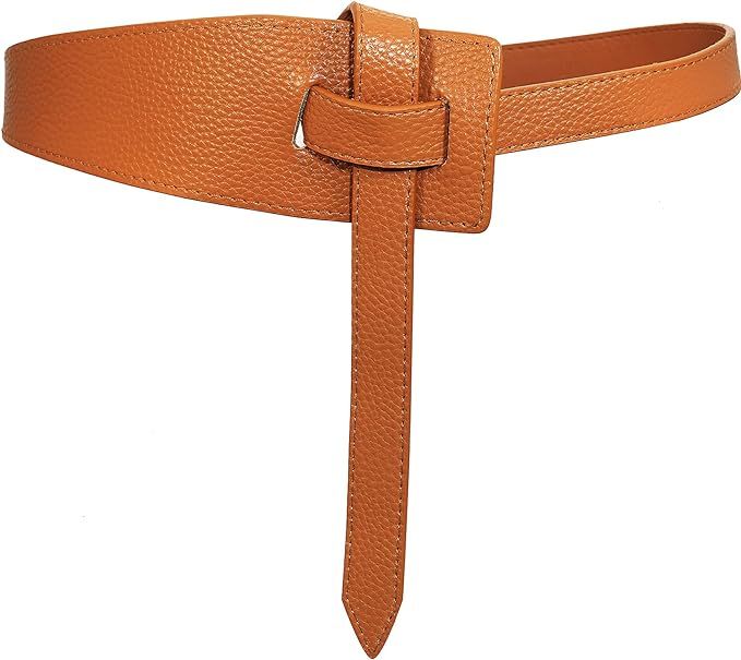 Glamorstar Women Leather Belts Vintage Irregular Waist Belt for Dresses Tie Knot Waistband Belt | Amazon (US)
