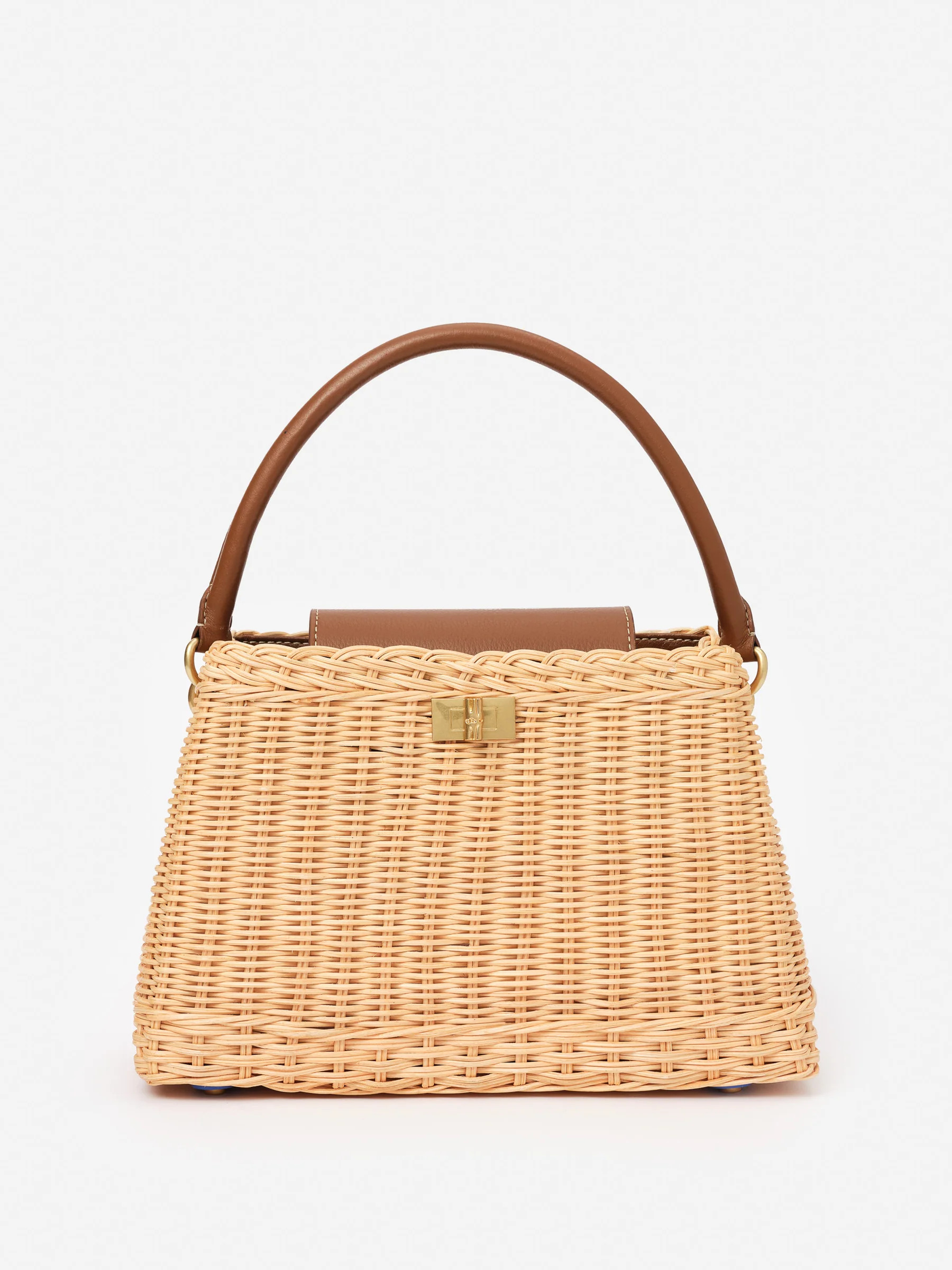 Natural/Saddle Solid Faith Wicker Handbag | Women's Handbags | J.McLaughlin | J.McLaughlin