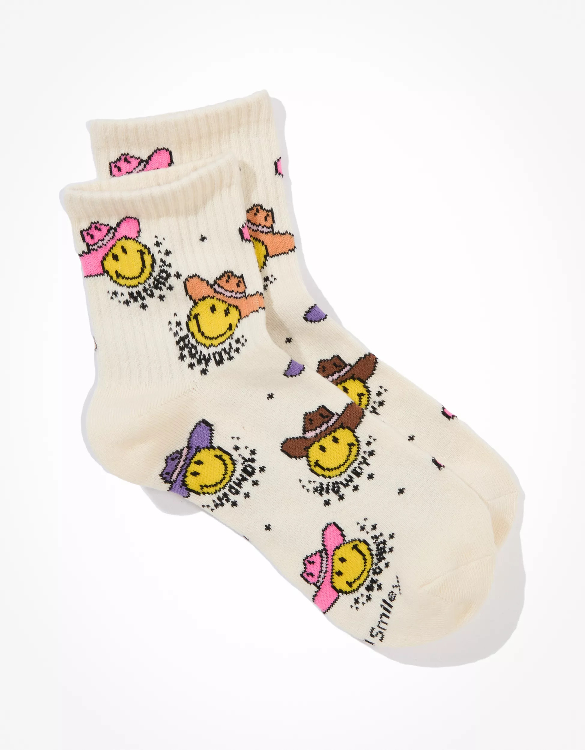 AE Howdy Cowboy Smiley® Boyfriend Sock | American Eagle Outfitters (US & CA)
