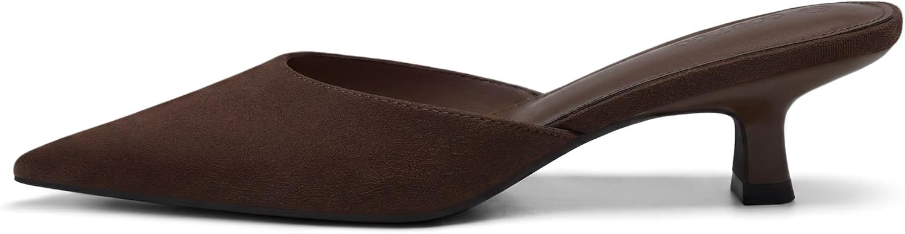 Coutgo Womens Kitten Low Heels Mules Closed Pointed Toe Pumps Slip On Backless Dress Shoes | Amazon (US)