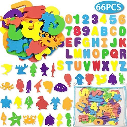 66pcs Bath Toys Foam Letters Alphabet Numbers Animals Toys Set for Kids Bath Time Fun | Amazon (US)