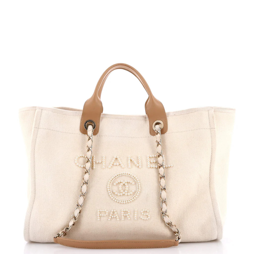 Deauville Tote Pearl Embellished Canvas Medium | Rebag