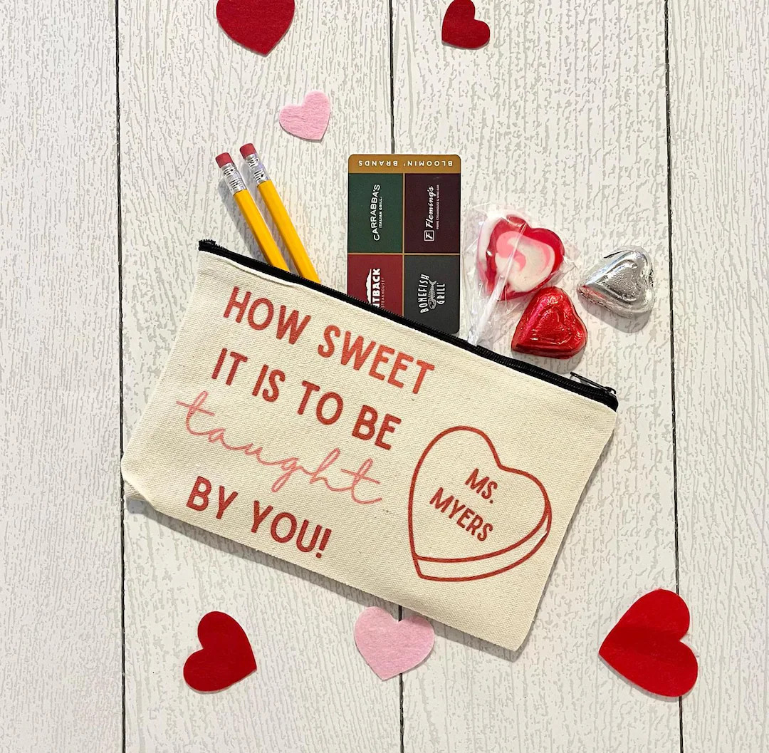 Personalized Teacher Valentine Pencil Pouch - Etsy | Etsy (US)