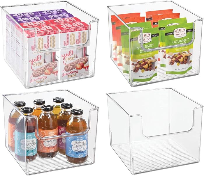 mDesign Set of 4 Storage Trays Open Top Kitchen Tray for Food Storage Made of Plastic Ideal in Th... | Amazon (US)