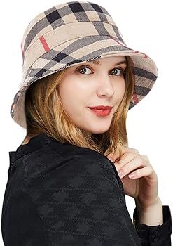 DOCILA Plaid Tartan Bucket Hats for Women Vintage Rollable Fisherman Sun Cap | Amazon (US)