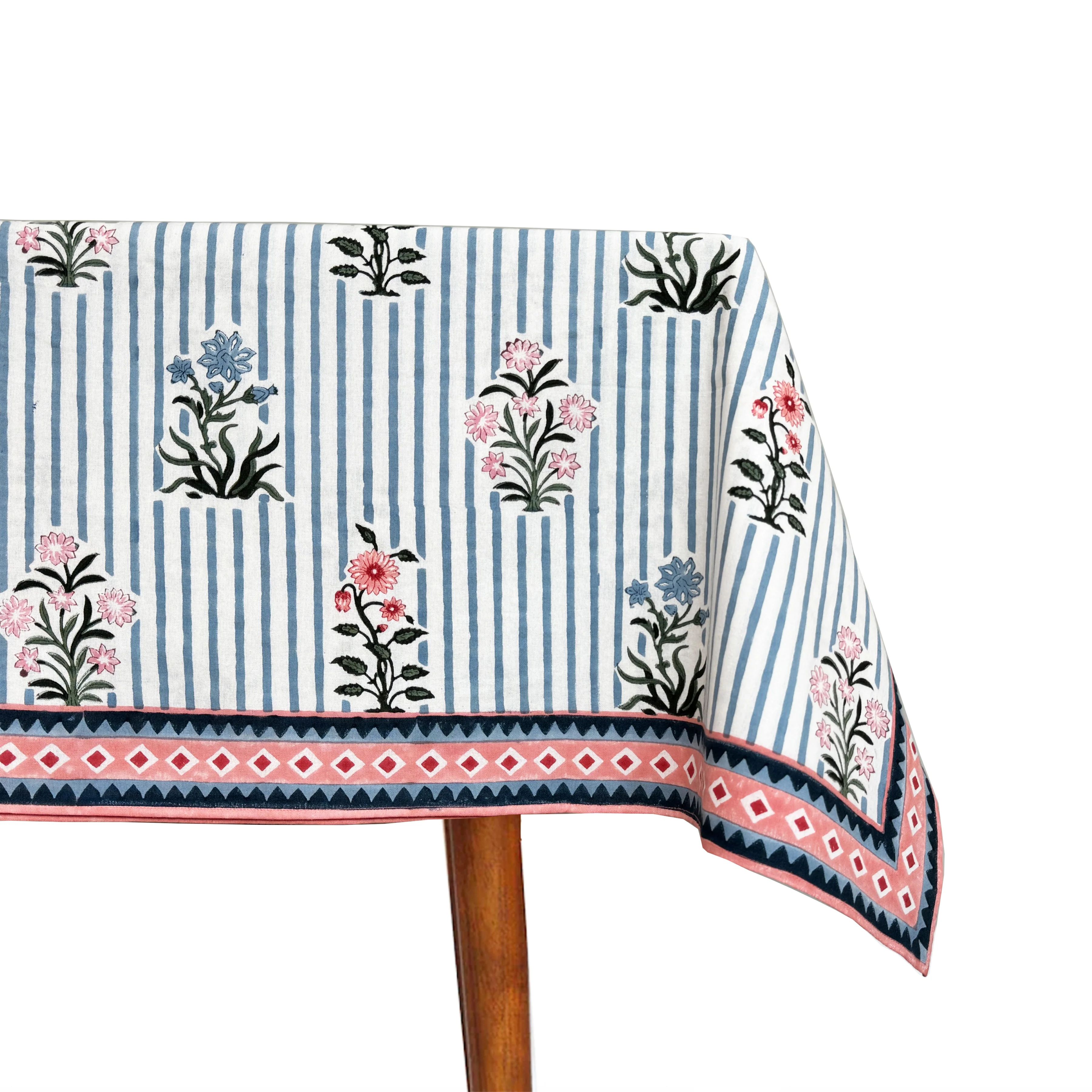 Blue Jodhpur Stripe Tablecloth | Biscuit Home