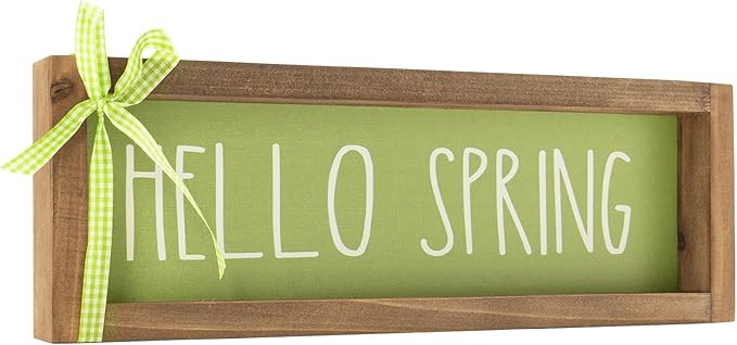 Hello Spring Sign, Wooden Spring Table Centerpieces Wall Art Mantle Shelf Desk Top Home Decoratio... | Amazon (US)