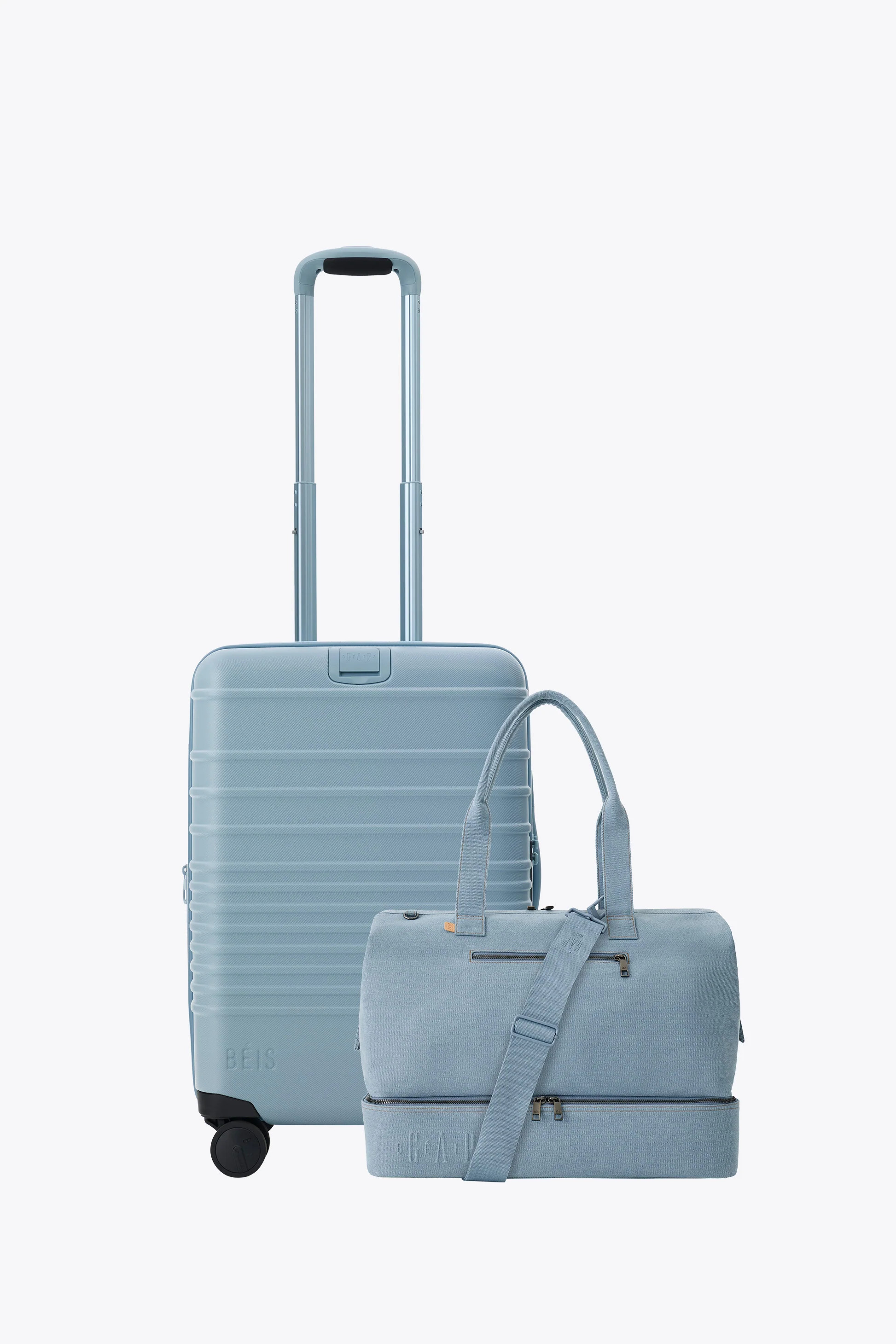 BÉIS 'The Travel Starter Set' in Blue - Carry-On Luggage and Weekender Duffel Bag Bundle, Person... | BEIS